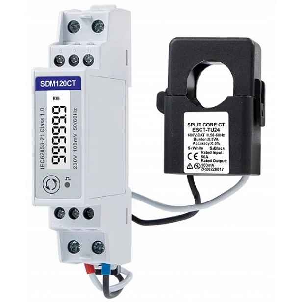 Dvousměrný jednofázový měřič Eastron SDM120CTM Modbus RS485 MID 1F