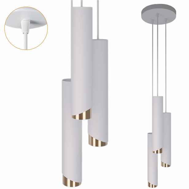 Lampa Stropní Svítidlo lustr Led stropní Ring 40W Zwis závěsná Bílá Zlatá 3xGU10