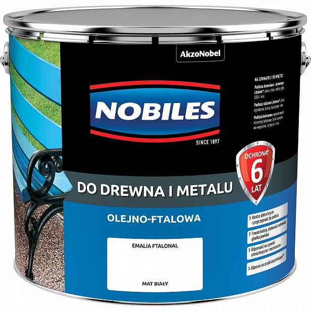 Nobiles Ftalonal Barva Na Dřevo A Kov 10L Bílá Matná