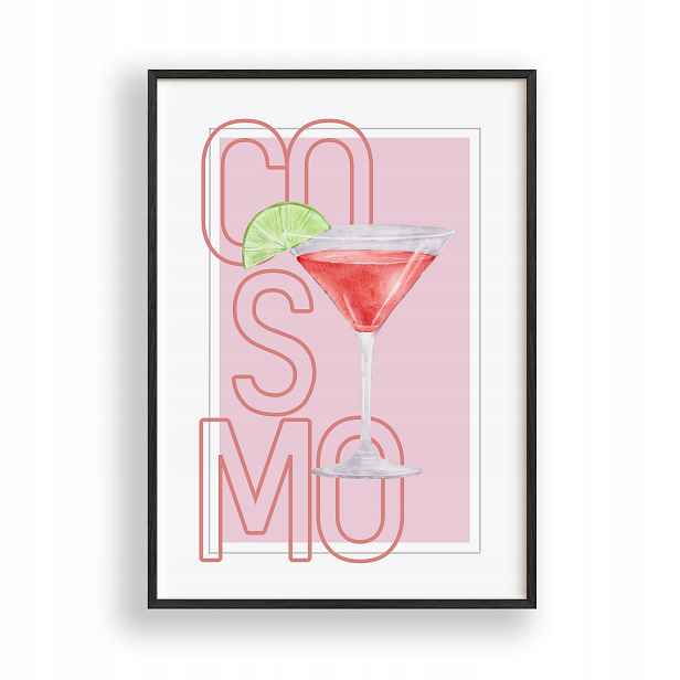 Obraz Cosmopolitan Drink Plakát Rámeček Dřevěný Černý 30x42 cm