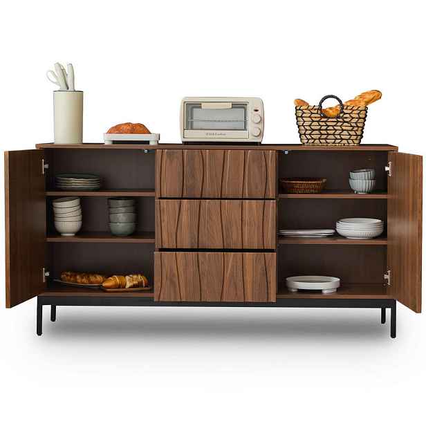 Redom SIDEBOARD 150/40/80 cm s nastavitelnými policemi, tichým otevíráním a funkcí proti převržení, Tmavě hnědá
