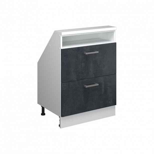 Vicco KUCHYŇSKÁ SKŘÍŇKA POD ŠIKMOU STŘECHU R-Line Černý beton 60 cm se 2 zásuvkami