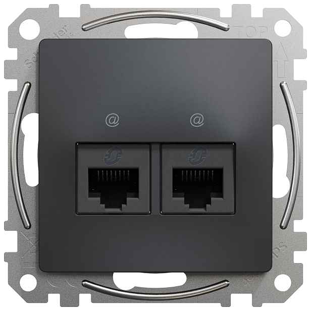 Zásuvka datová Schneider Sedna DesignCAT5e 2× RJ45 UTP nestíněná antracit