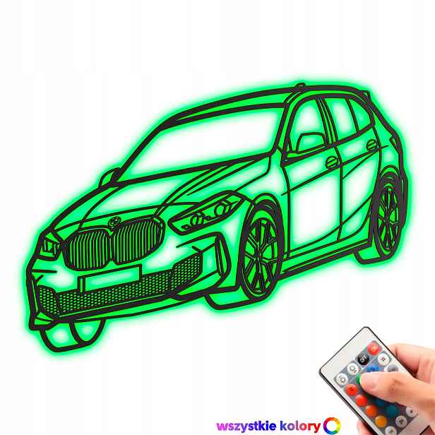 Dřevěný obraz Bmw M125 ve stylu Line Nástěnná Dekorace Noční Lampa Led XL
