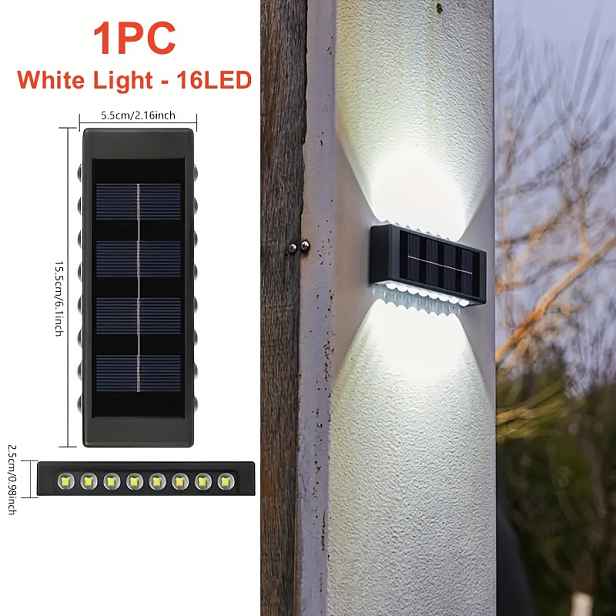TEMU 16LED solární venkovní světla na dvůr, zahradní pouliční balkonové dekorativní nástěnné světla, vhodné pro moderní vily, krajiny, chodníky a