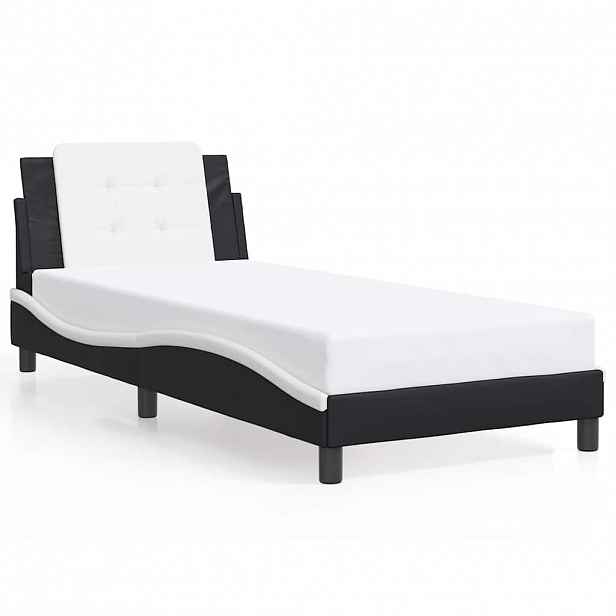 vidaXL Rám postele bez matrace Zadar černý a bílý 90 x 200 cm umělá kůže