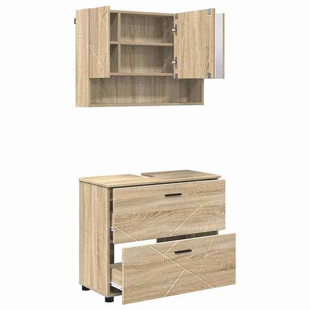 vidaXL Sada koupelnového nábytku 2 ks Sonoma dub 76,5 x 35 x 64 cm