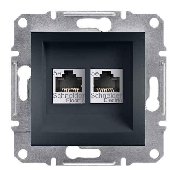 Zásuvkadatová Schneider Asfora CAT5e 2× RJ45 UTP nestíněná antracit