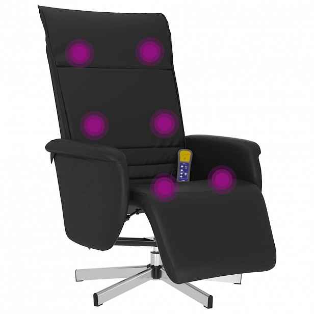 vidaXL Masážní polohovací křeslo s podnožkou černé umělá kůže