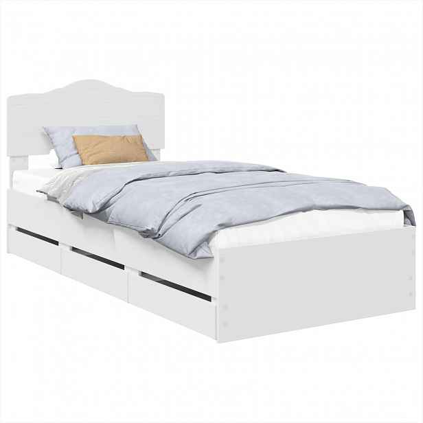 vidaXL Rám postele se zásuvkou Bílá 90 x 200 cm Inženýrské dřevo