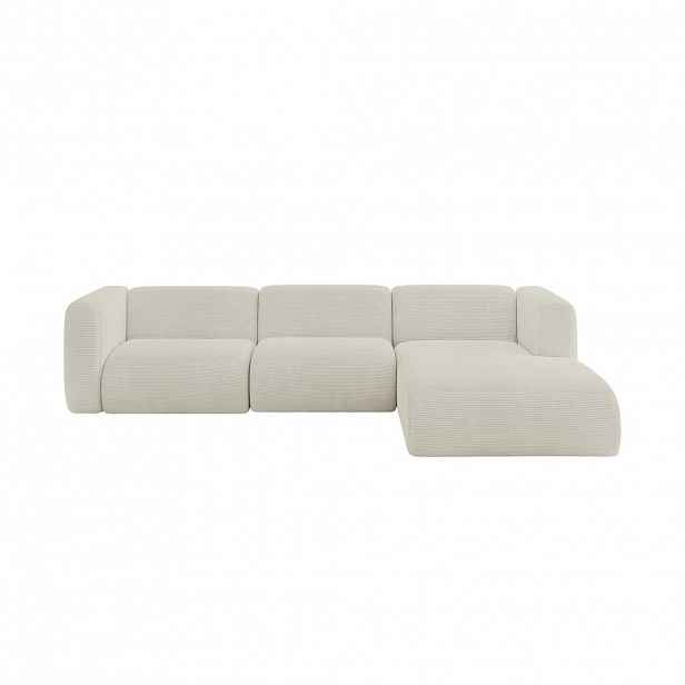 ALTDECOR ROHOVÁ SEDAČKA S PRAVOU OTOMANOU MIRA-L2 318x179x89 Krémová Manšestr