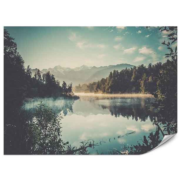 Muralo FOTOTAPETA do Jídelny Horské Jezero Les Stromy Mlha 250x175