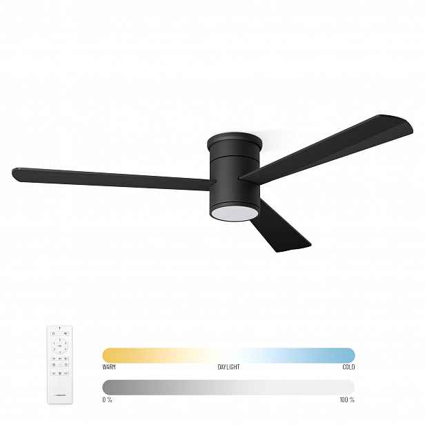 Noaton 15132BB Zoya, černá, stropní ventilátor se světlem