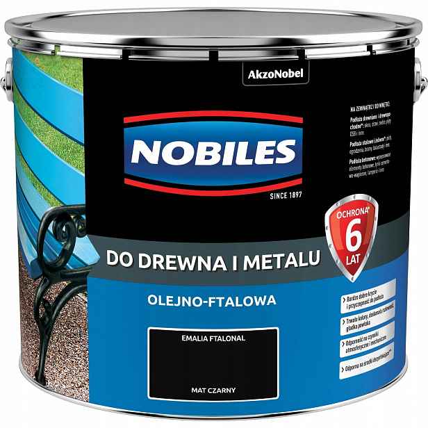 Nobiles Ftalonal Barva Na Dřevo A Kov 10L Černá Matná