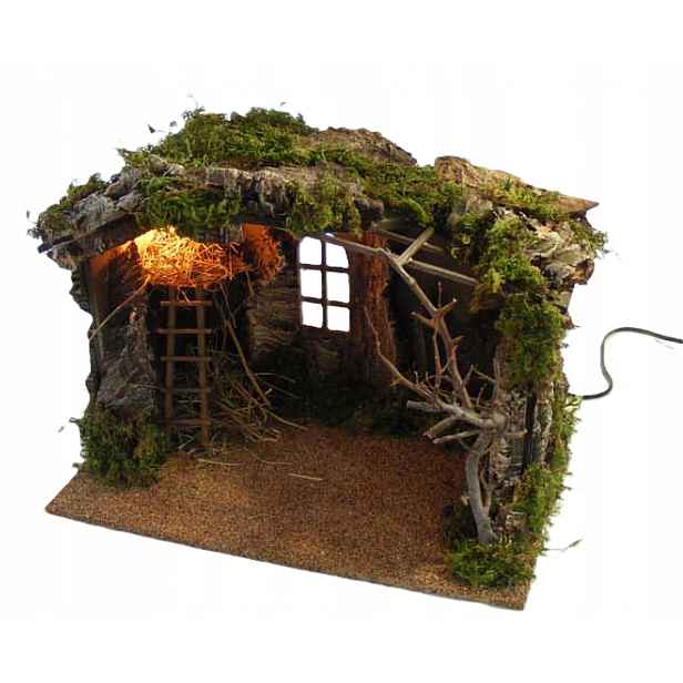 Osvětlený Vánoční Betlém – 40x25x30 cm pro postavy o výšce 13-15 cm