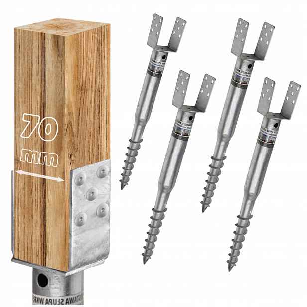 Základna Sloupku Šroubovaná Do Země 70x685 MM Pwu Kotva Pozink Upevnění Ocel