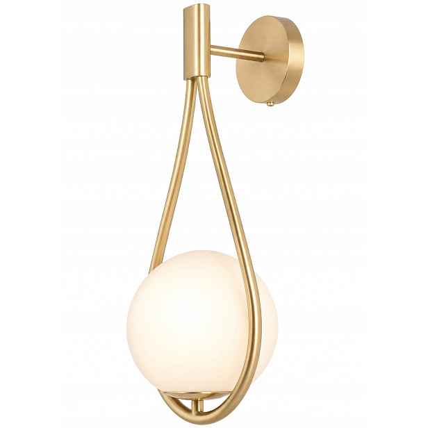 Zlatá nástěnná lampa Milano Rosa mléčná koule do koupelny, ložnice, obývacího pokoje