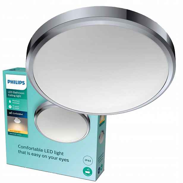 Stropní Svítidlo Stropní Svítidlo Led koupelnová 17W 1500lm 2700K IP44 Chrom Philips