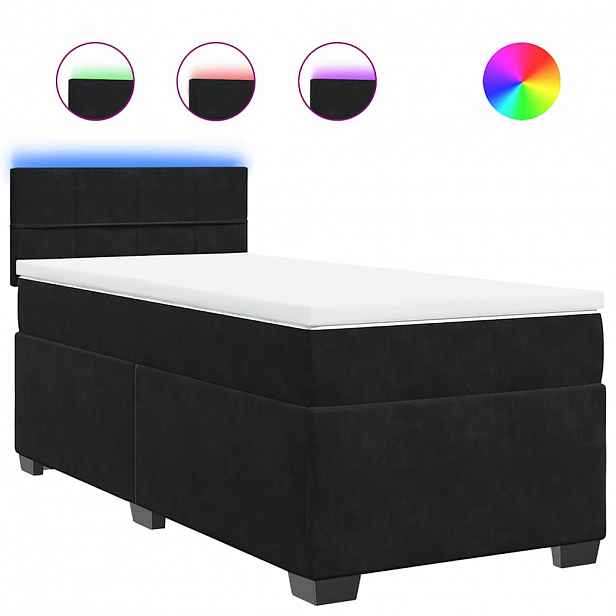 vidaXL Box spring postel s matrací černá Single samet