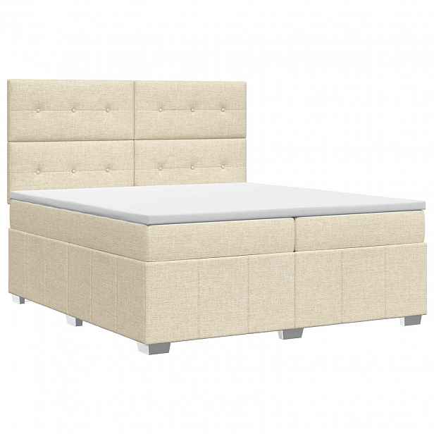vidaXL Postel boxspring s matrací s čelo Krémová 140 x 190 cm Textil