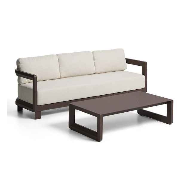 Hnědý/béžový hliníkový zahradní lounge set pro 3 osoby Nerano – Kave Home