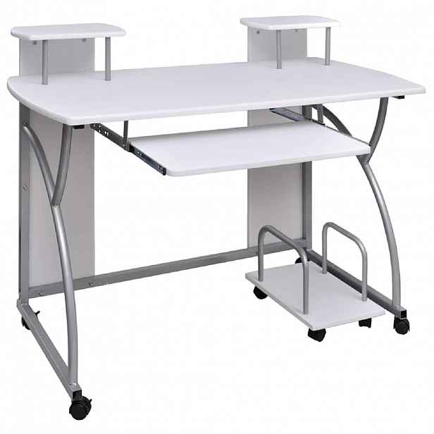 vidaXL Počítačový stůl Bílý 110 x 52 x 88,5 cm kompozitní dřevo