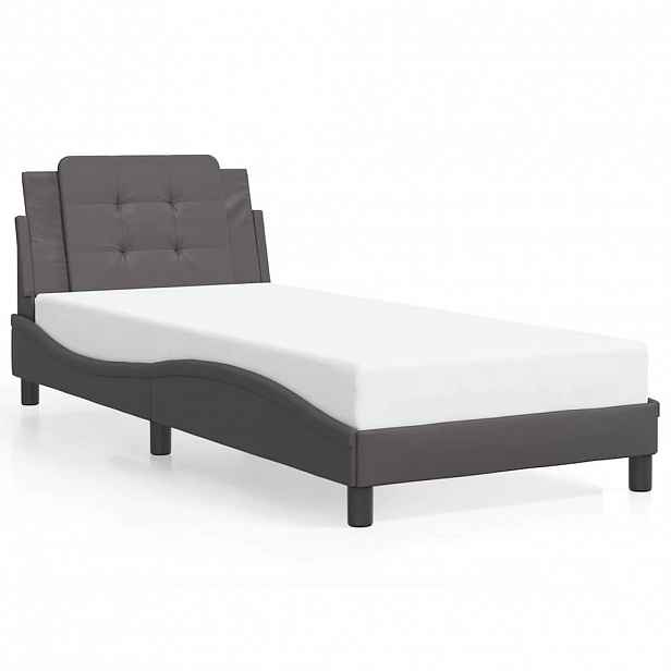 vidaXL Rám postele bez matrace Zadar šedý 100x200 cm umělá kůže