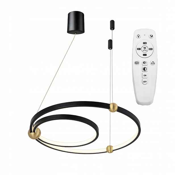 Závěsná Led Lampa Black Ring Černá Dálkový Ovladač 30x50
