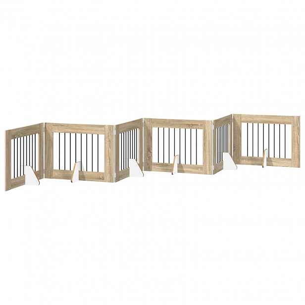 vidaXL Skládací psí brána se stojany 6 ks Dub sonoma 482 cm