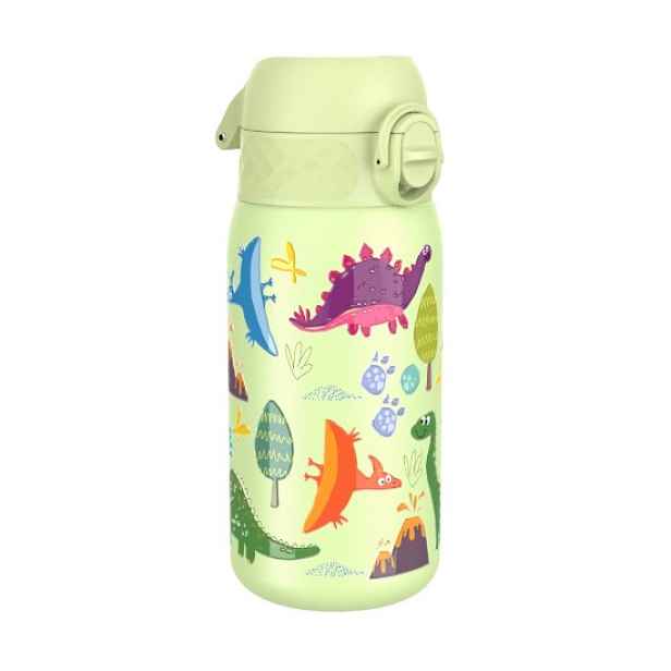 Dětská láhev na vodu, nerezavějící ocel, 400 ml, Dinosaurs - Ion8