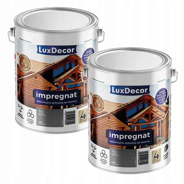 Sada 2 Ks Luxdecor Ochranná A Dekorativní Impregnace Na Dřevo 2,7 L Šedá