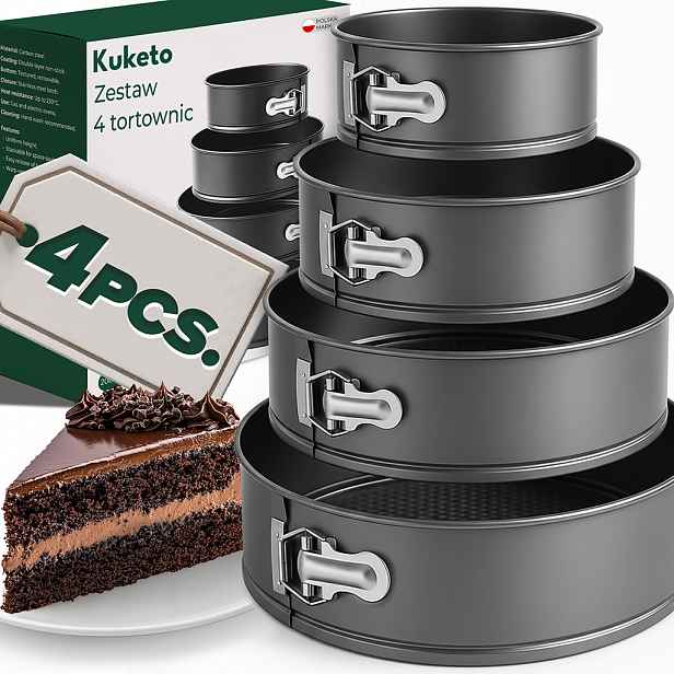 TEMU Kuketo - Sada 4 kulatých forma na dorty 20/24/26/28 cm pro pečení dortů a tort, kuchyně, list s odnímatelným okrajem a vyjímatelným dnem,