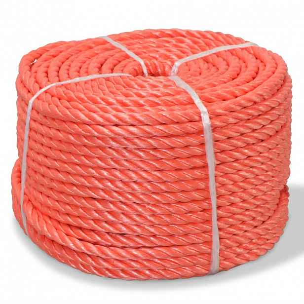 vidaXL Kroucené lano, polypropylen, 12 mm, 100 m, oranžová