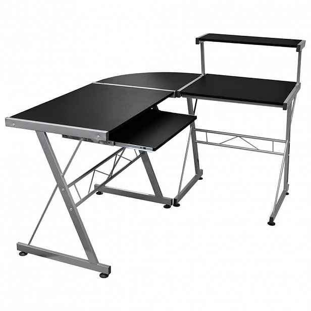 vidaXL Rohový počítačový stůl černý 132 x 112 x 99 cm kompozitní dřevo