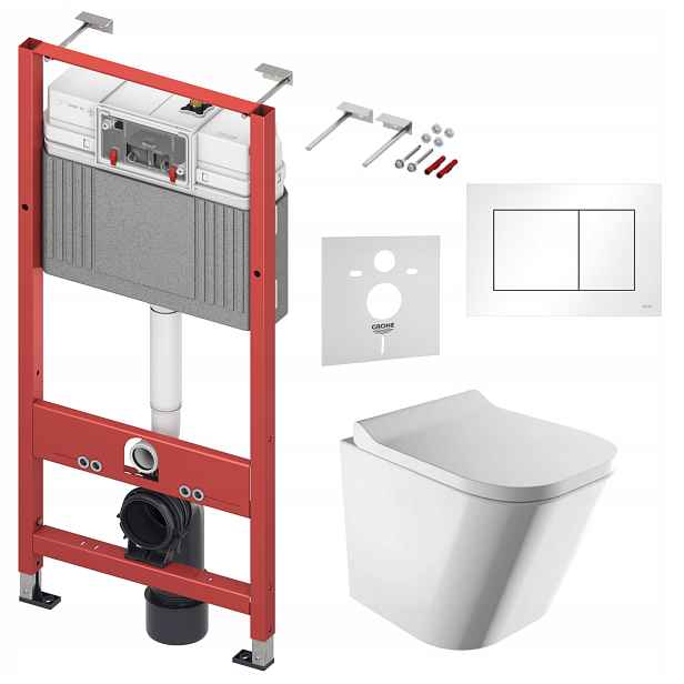 Wc sada Tece Base s Wc mísou Omnires Rimless a tlačítkem bílý lesk