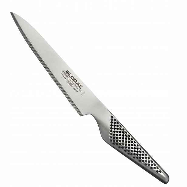 Global Japonský Nůž Univerzální Zubatý 56-58 Hrc 15 cm GS-13