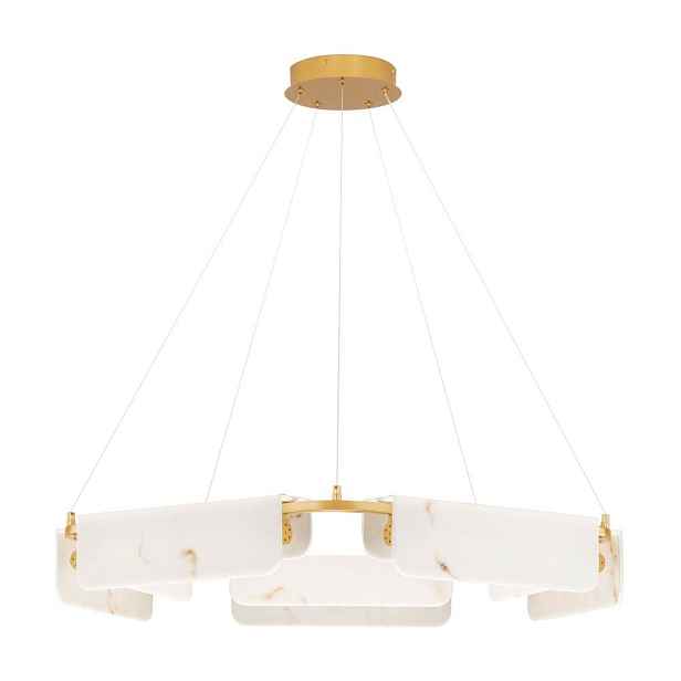 Krémové/v mosazné barvě LED stmívatelné závěsné svítidlo v dekoru mramoru ø 93 cm Aider – Nova Luce