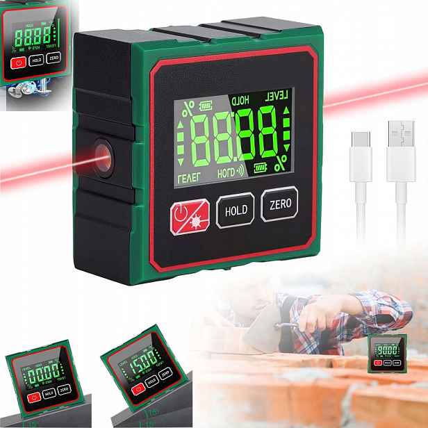 Laserový Úhloměr Digitální Inklinometr 360° Multifunkční Přenosný LCD