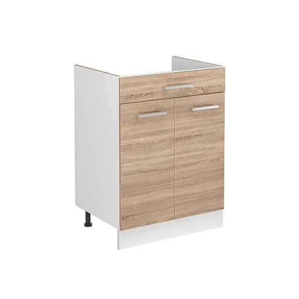 Vicco SKŘÍŇKA POD DŘEZ R-Line, Sonoma/Bílá, 60 cm bez pracovní desky