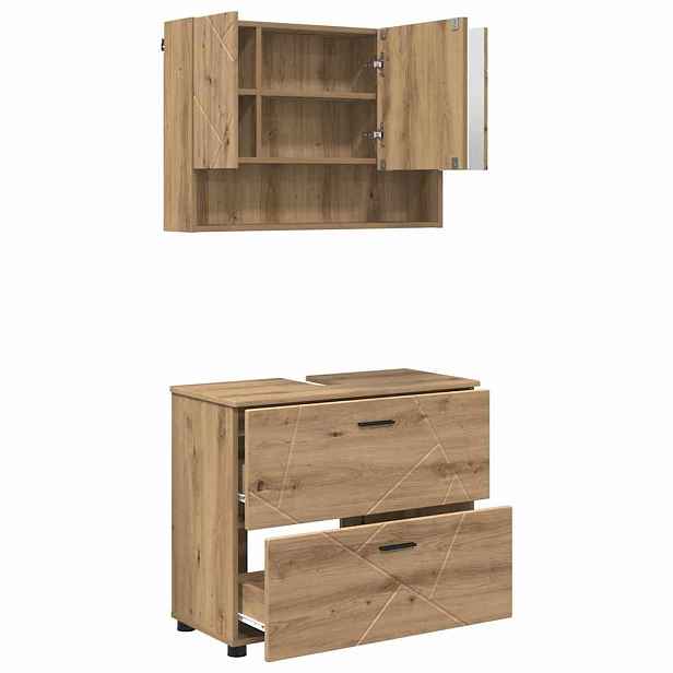 vidaXL Sada koupelnového nábytku 2 ks Artisanový dub 76,5 x 35 x 64 cm