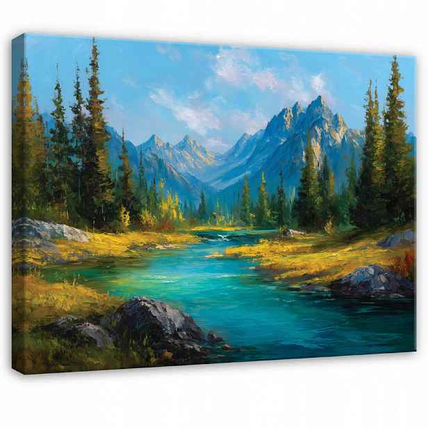 Wallarena OBRAZ na plátně horská krajina modrá 60x40 cm