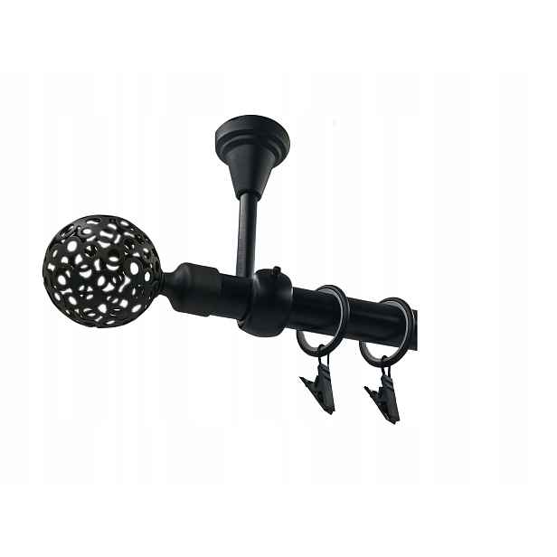 Garnýž Kovový Stropní 19mm Černý Mat 120cm MIX Koncovek dle výběru