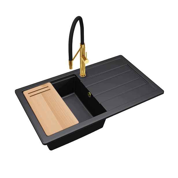 Granitový dřez Jednokomorový Zircon 7010 Deska Sifon Full Pro Zlato