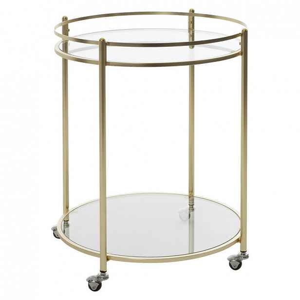 Servírovací vozík JAMES zlatá/sklo