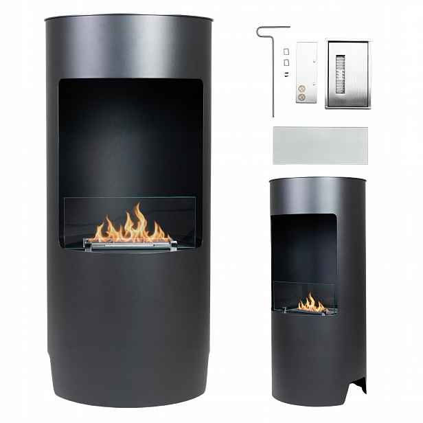 Stojící biokrb Černý Cylindrický krb na bioethanol Vysoký 95 cm