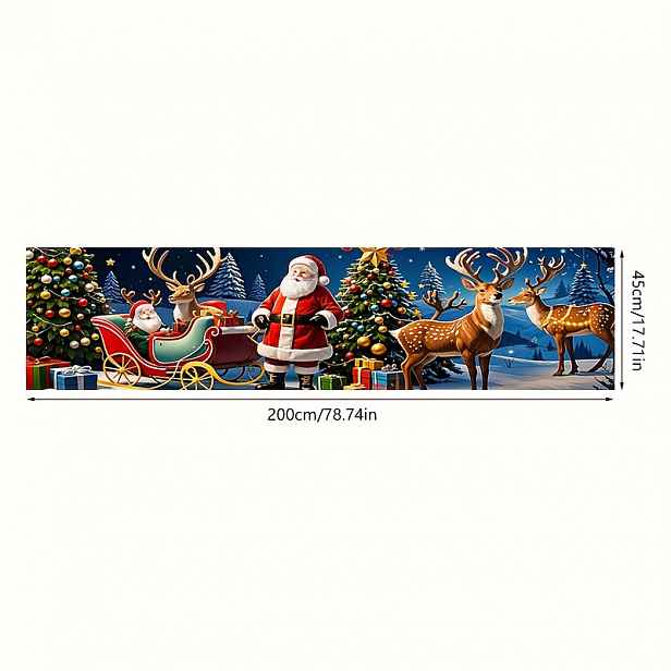 TEMU 1ks Vánoční banner Santa Claus & Sobí sáně - Sváteční dekorace vhodná pro Vánoce & Nový rok, Girlanda se Santovými sáněmi & , Snadné zavěšení