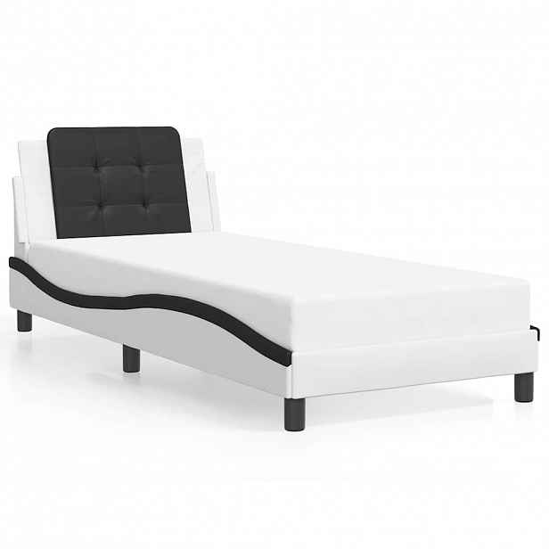 vidaXL Rám postele bez matrace Zadar bílý a černý 100 x 200 cm umělá kůže