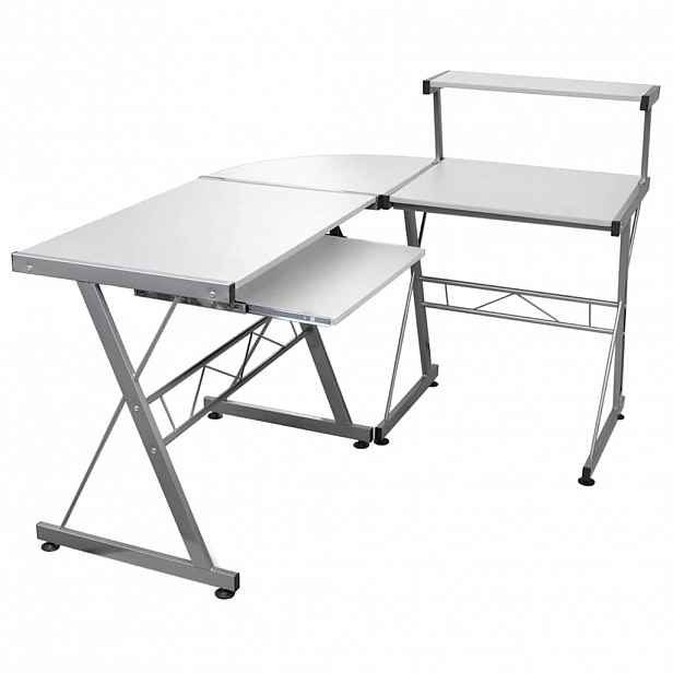 vidaXL Rohový počítačový stůl Bílý 132 x 112 x 99 cm kompozitní dřevo