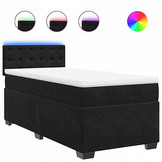 vidaXL Box spring postel s matrací černá Single samet