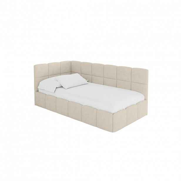 ALTDECOR JEDNOLŮŽKOVÁ POSTEL pro mládež s úložným prostorem vpravo, s matrací - LIVY 90x200 béžová
